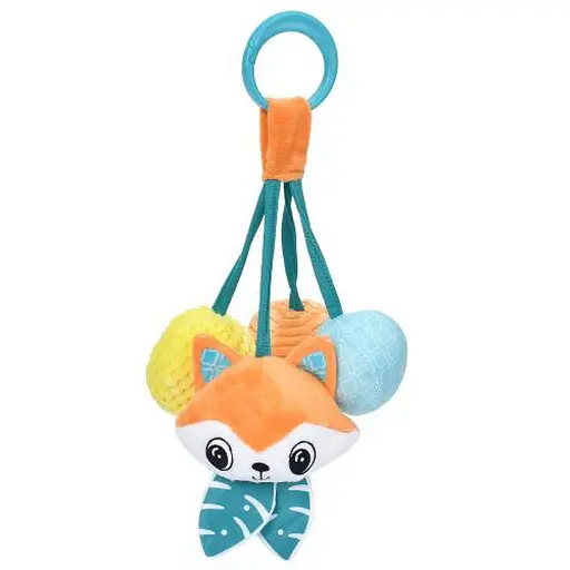 Подвеска мягкая на коляску/кроватку, 27 см, животное, шуршит, погремушка, плюш, 14x14x6 см