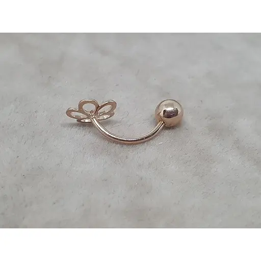 Золота сережка-пірсинг Столична Ювелірна Фабрика Квітка з фіанітами 360086 - фото 2