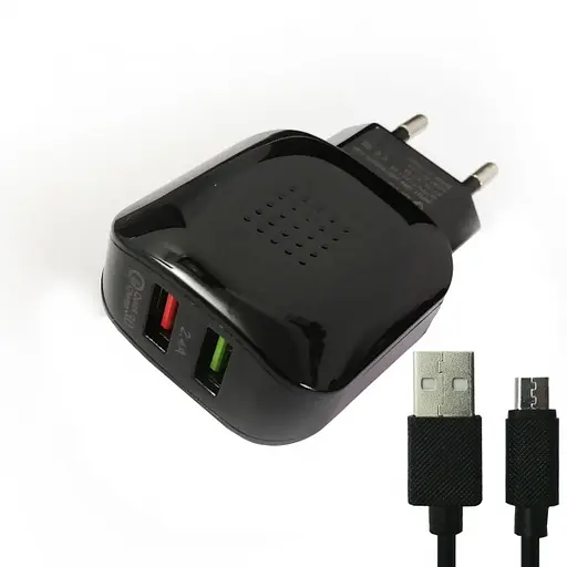 Мережевий зарядний пристрій Grand GQ-C01 2 USB швидке зарядне QC 3.0 - фото 1