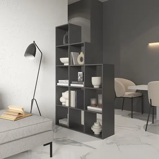 Книжная полка стеллаж Vays M-6 Антрацит на 12 ячеек ЛДСП 108x29x178 см для дома офиса детской или гостиной