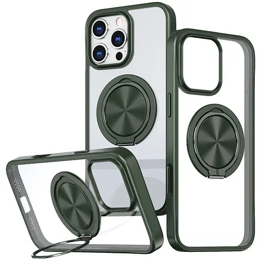 Чехол Epik TPU+PC Metal Ring with MagSafe для Apple iPhone 16 Pro Max 6.9 Зеленый - фото 1