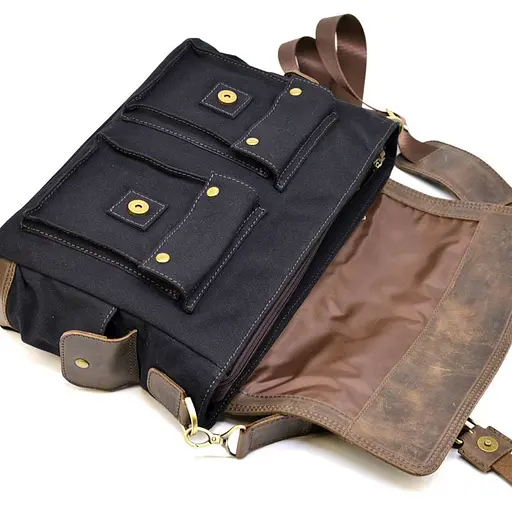 Сумка через плечо Tarwa из парусины и кожи крейзи 27х39х12 см sum0028153 - фото 6