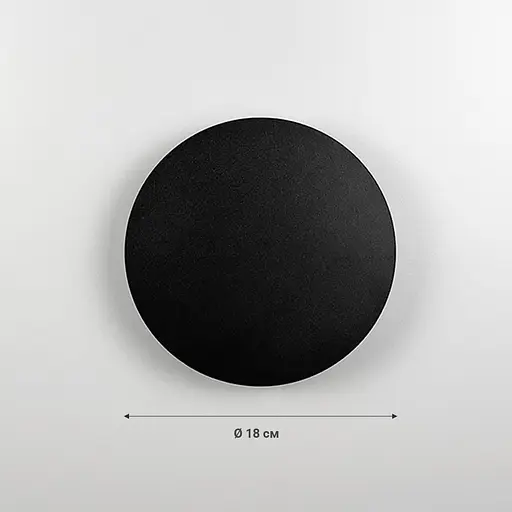 Бра у чорному корпусі Ø 18 см із нейтральним світлом Арт. W 20G-180 BK Line F - фото 2
