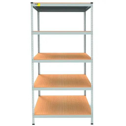 Металевий стелаж Emby Light Series 5 полиць ДСП до 100кг (розмір 2400х900x600) Білий