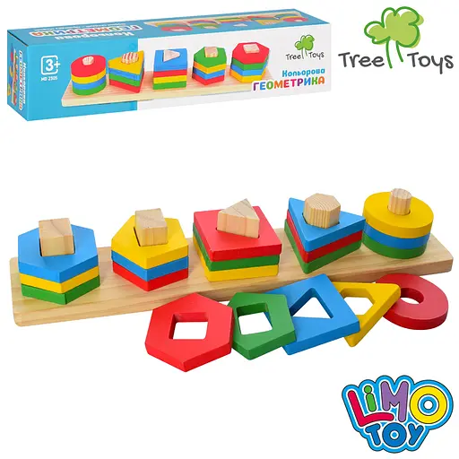 Дерев'яна іграшка Limo Toy "Геометрика" 20 фігур MD2305 - фото 2