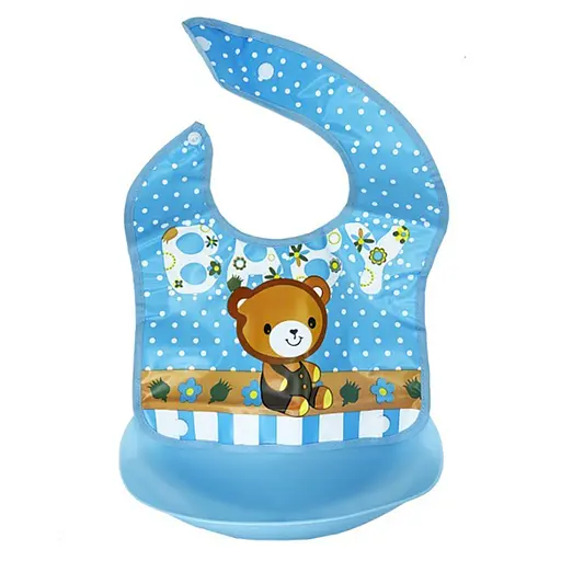 Дитячий слинявчик Трактор Mega Zayka MGZ-0602(Blue Bear) зі знімною кишенею - фото 1