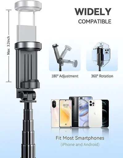 Штатив для палки для селфи pnitri, встроенный съемный пульт для портативной палки для селфи - фото 3