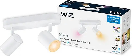 WiZ Світильник точковий накладний розумний IMAGEO Spots, 2х5W, 2200-6500K, RGB, Wi-Fi, білий - фото 1
