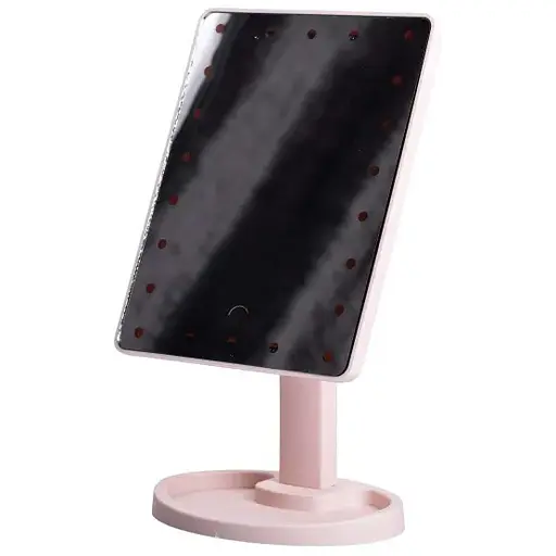 Косметичне дзеркало з LED-підсвіткою 22 світлодіоди, рожевий Yiwu HP-10-4AP - фото 2