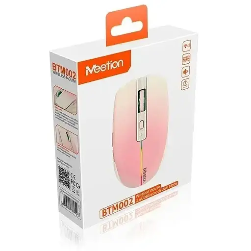 Комп'ютерна миша Mееtion BTM002 2.4G Bluetooth 1600 DPI 6 кнопок RGB підсвічування бездротова безшумна рожева - фото 5