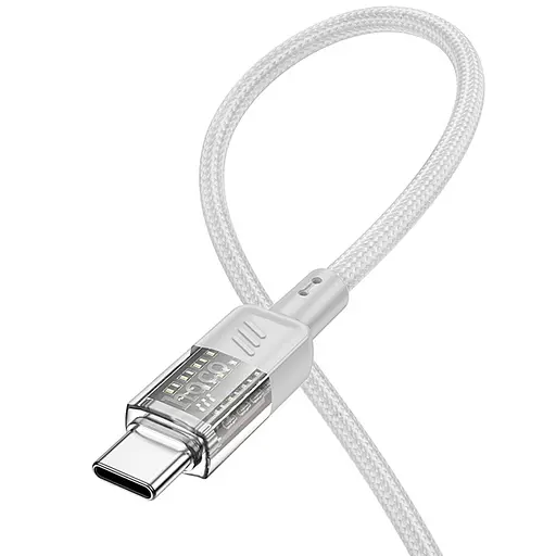 Дата кабель Hoco U129 Spirit Transparent Type-C to Type-C 60W (1.2m) Gray - фото 3