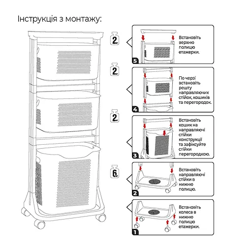 Уценка. Этажерка трехярусная с корзинами на колесах MVM, серая (FH-21 GRAY) - фото 7