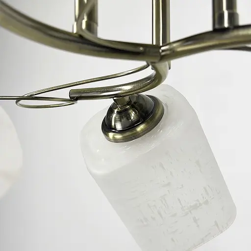 Бронзова люстра на 3 матових плафони з візерунком у корпусі Ø 50 см | Арт. 9321C/3 AB | Line F - фото 2