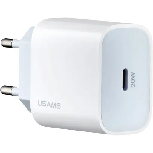 Мережевий зарядний пристрій Usams CC118 T34 PD Fast Travel Type-C Charger 20W ( EU ) Білий - фото 1