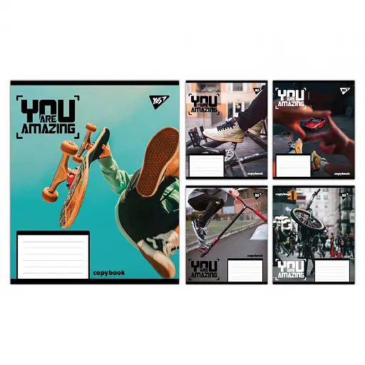 Зошити учнівські 48 аркушів клітинка Yes You are amazing, 10 шт. в упаковці
