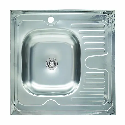 Кухонная мойка из нержавеющей стали Platinum 6060 L (0,4/120 мм), Нержавеющая сталь - фото 1
