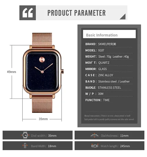 Наручний годинник жіночий Skmei 9187 Rose Gold leather, 9187LRG (18403) - фото 4