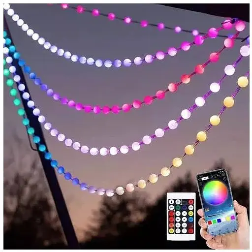 Гірлянда Sun Lamp Розумна світлодіодна музична 200 LED 20 м кульки Multi різнокольорові USB керування від смартфона - фото 4