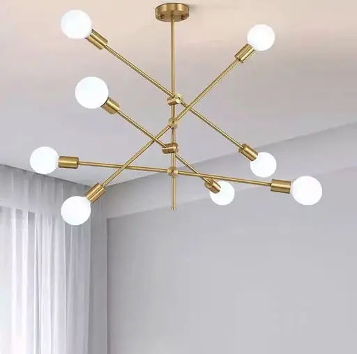 Світильник без плафонів на 8 патронів з цоколем Е27 в корпусі латунь Line.F MD 2011/8 - фото 1