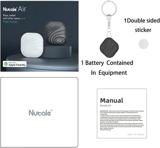 Nutale Air Key Finder Tag (только iOS), Bluetooth-трекер, 2 шт., черный - фото 3