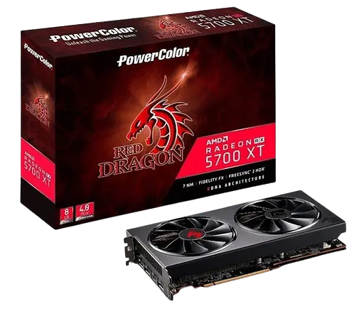 Видеокарта AMD Radeon RX 5700 8GB Powercolor Red Dragon (AXRX 5700 XT 8GBD6-3DHR/OC) Б/У - фото 1