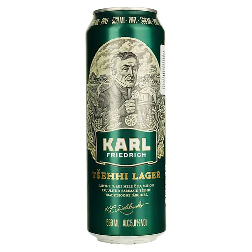 Пиво Karl Friedrich Tsehhi Lager светлое фильтрованное 5% 0.568 л