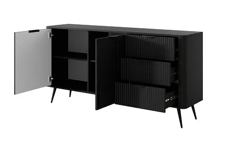 Комод Perfect Home Ланте / Lante 2-дверний з 3 шухлядами і чорними ніжками 2D3S/163 Чорний (PFH-091115) - фото 2