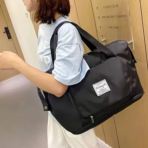 Дорожная сумка для путешествий для ручной клади Черный цвет 42*28см (+12 см)*22см - фото 2