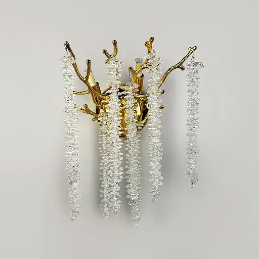 Вишукане золоте бра Line F з кришталевим підвісами 40х30 см Арт. W33001/2S GD  - фото 4