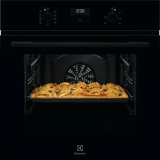 Духовой шкаф электрический Electrolux А пара дисплей конвекция телескопические направляющие 65 л черный