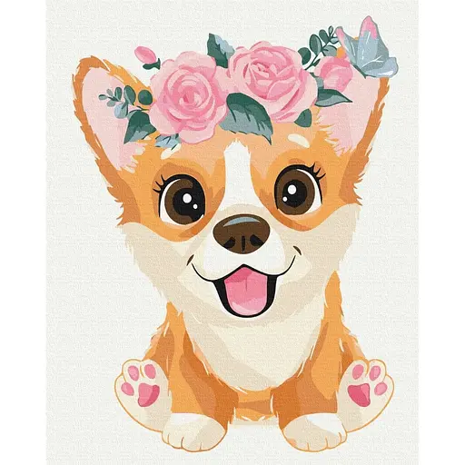 Картина за номерами Корги у віночку Brushme 40x50 см кольорова 000277894