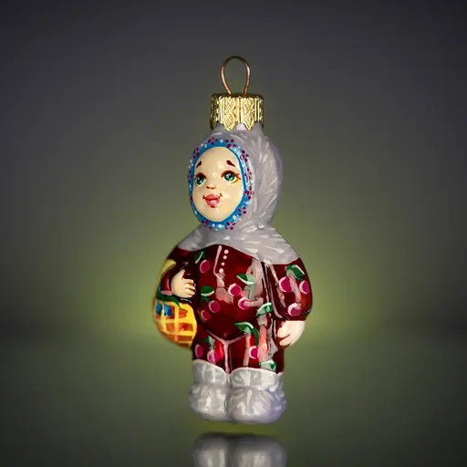 Ялинкова прикраса Різдвяні історії Малюк з кошиком скло (4820001045079) - фото 2