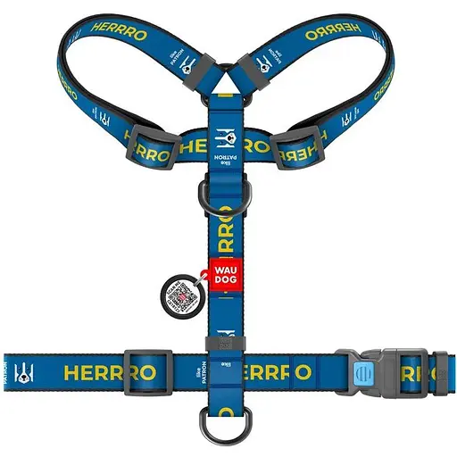 Шлея для собак Waudog Nylon анатомічна H-подібна з QR-паспортом, матеріал нейлон, малюнок "Патрон", пластиковий фастекс, розмір L - фото 2