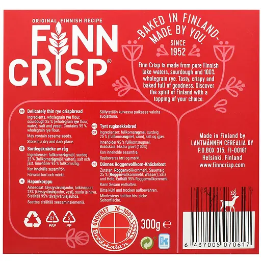 Уценка. Сухарики ржаные Finn Crisp Original широкие 300 г (781677) - фото 2