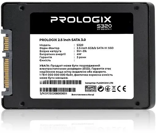 Накопичувач SSD ProLogix Sata 2.5 480GB S320 TLC 500 512 (PRO480GS320) U1 - фото 3