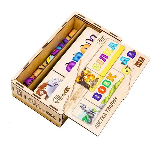 Развивающая деревянная игрушка-пазл Азбука животных PuzzleOK Puz-91768 - фото 1