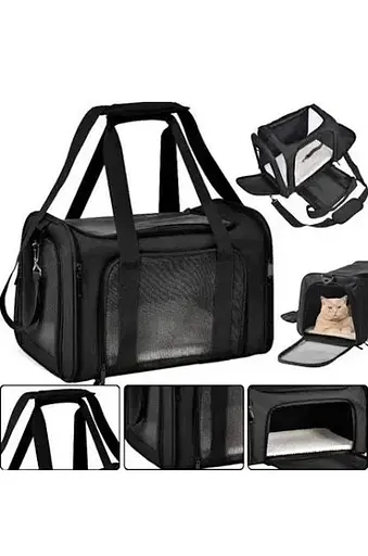 Сумка-переноска для тварин до 7 кг Чорний - фото 3