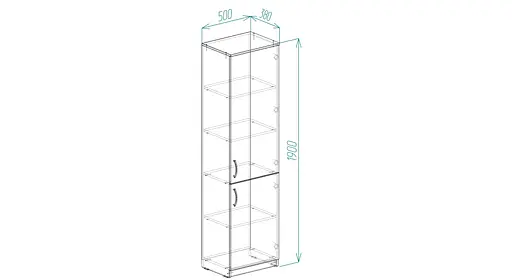 Пенал Анжело Ferrum-decor на 5 полок с 2 дверями 1900x500x380 ДСП Бетон 16 мм (FRD-104959) - фото 4