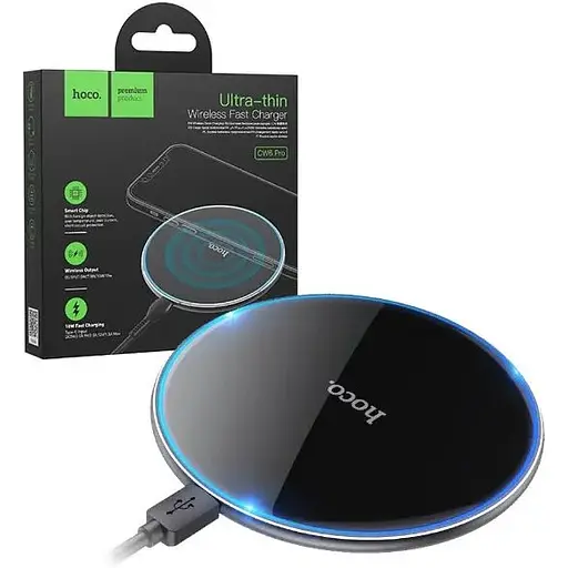 Беспроводная зарядка подставка Hoco CW6 Pro на 15W Type-C 2A черная - фото 3