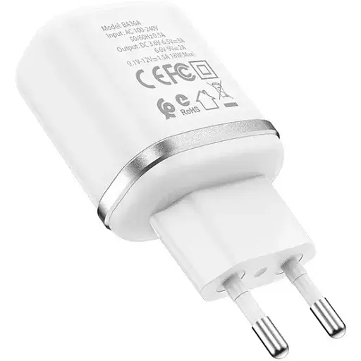 Сетевое зарядное устройство для Borofone BA36A High speed single port QC3. 0 charger set 18W белый - фото 1