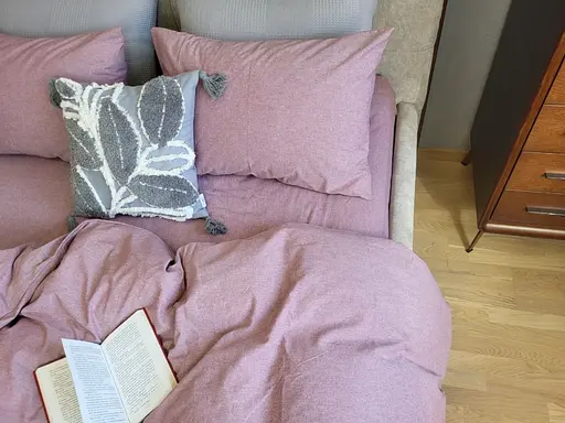 Комплект постельного белья Washed Cotton из вареного хлопка Розовый Маув Mauve - фото 4