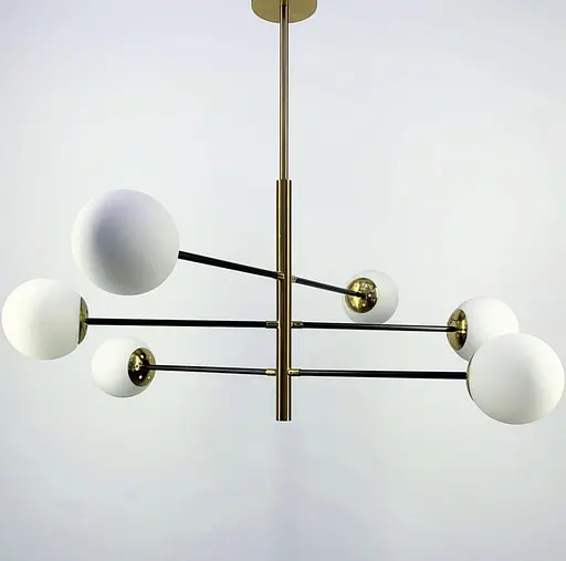 Современная каскадная люстра на 6 или 8 белых плафонов Ст. AOC 8 GD Line F - фото 6