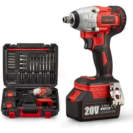 Акумуляторний бездротовий ударний гайковерт TEENO 3799-2 червоний