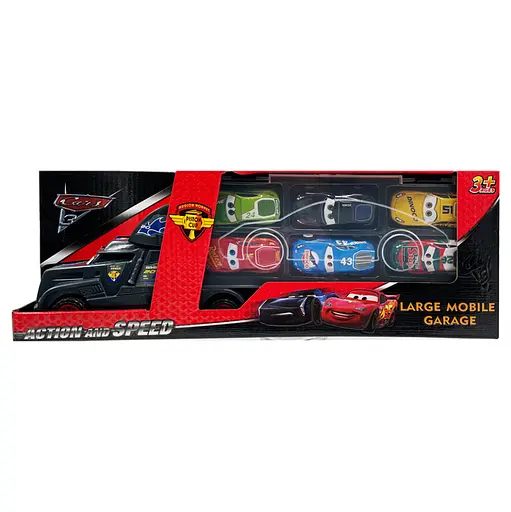 Игровой набор машинок Тачки, грузовик с гаражом, 6 машинок, 558-4/3788