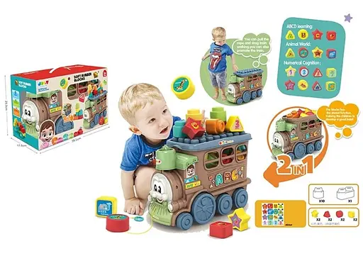 Игрушка Поезд-каталка с силиконовыми кубиками, 2в1, 22 элемента - фото 3