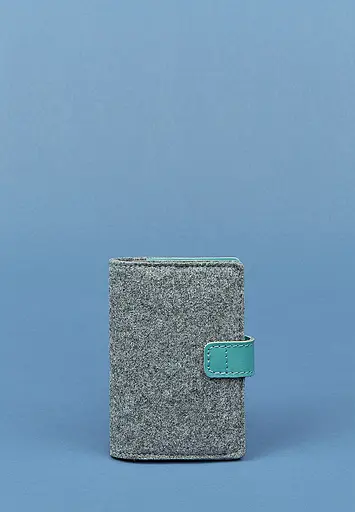 Женская фетровая обложка для паспорта 3.0 с кожаными бирюзовыми вставками - фото 5