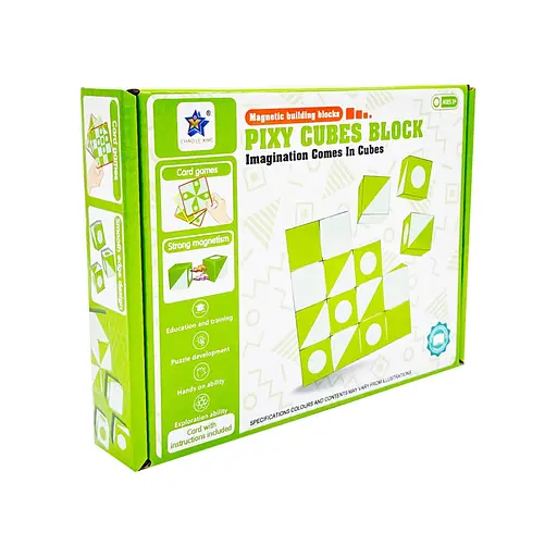 Дитяча гра-головоломка "Магнітні кубики" Bambi FD136(Green) 16 елементів, 8 карток - фото 1