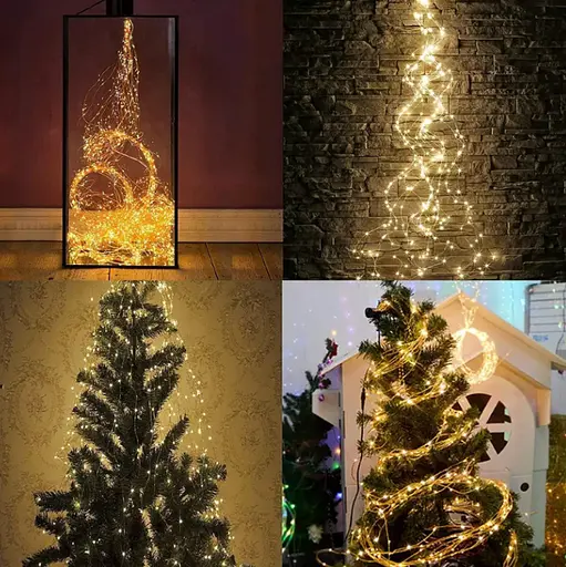 Новогодняя конусная гирлянда 3 м 20 нитей 600 LED лампочек Теплый белый - фото 7