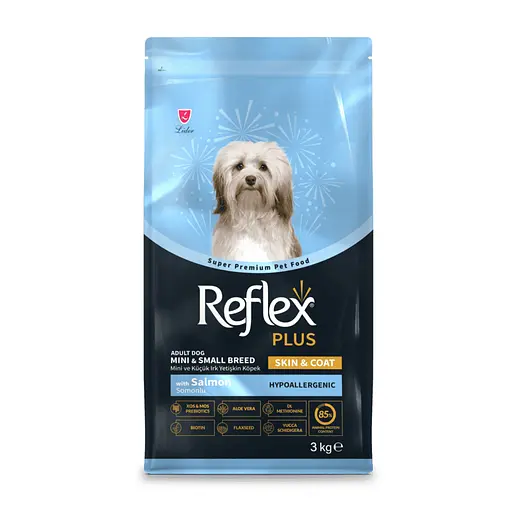 Повноцінний та збалансований сухий корм Reflex Plus для шкіри та шерсті собак малих порід з лососем 3 кг - фото 2