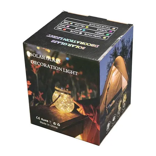 LED-світильник Нічник садовий скляний з сонячною батареєю 30LED Wharm White RGB - фото 4